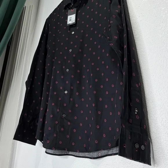 Ted Baker London Men’s Button Down Shirt – Black with Red Geometric Print – L - Picture 4 of 9